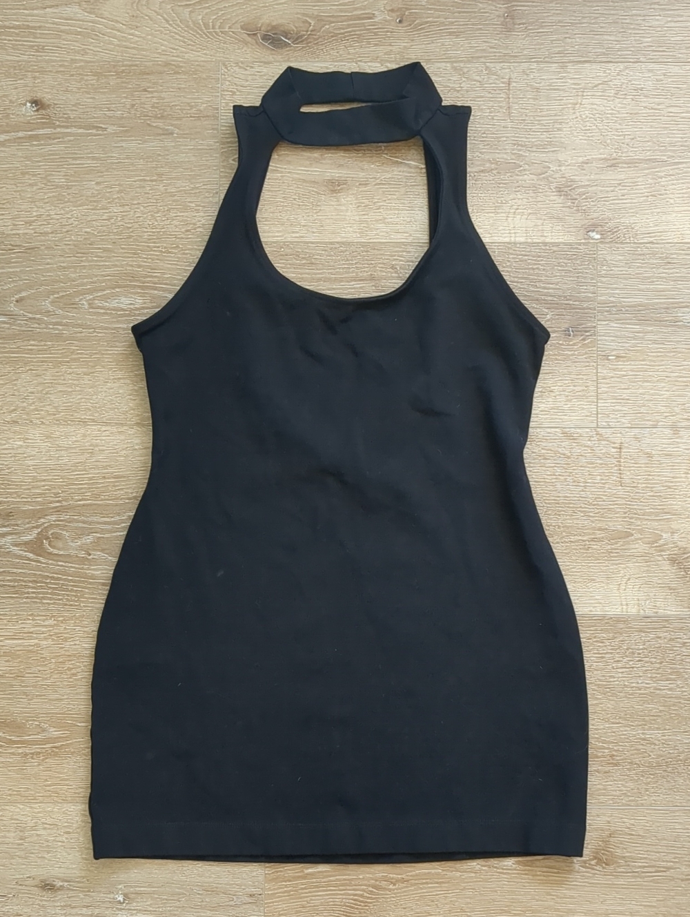 Free People Halter Cut Out Black Stretch Mini Dress Size Medium